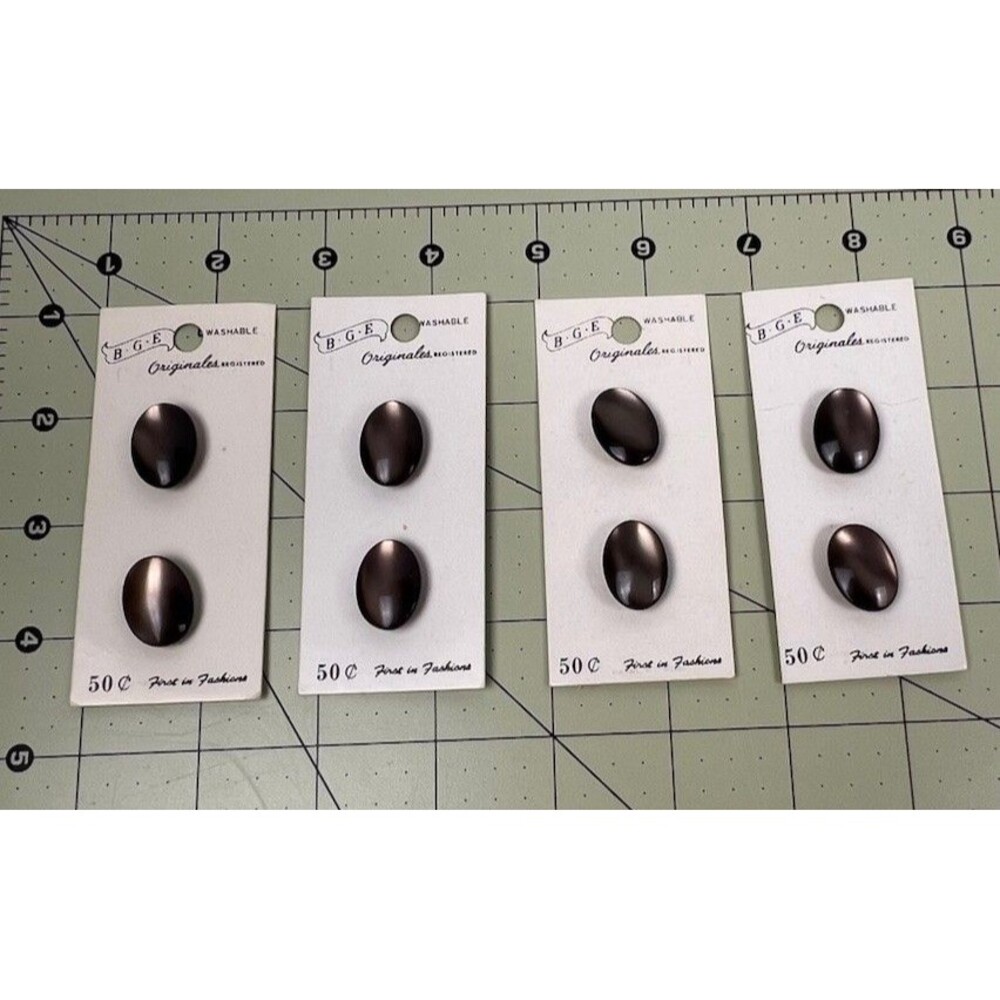 VTG Old Stock BGE Lot Of 8 Oval Buttons Brown Moonglow Look
